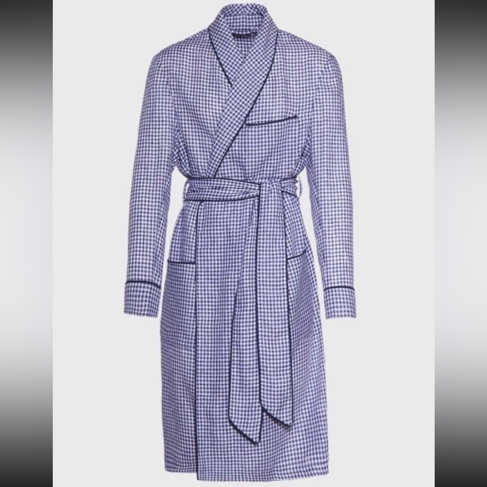 NWOT Men’s Paul Stuart Made on Madison Linen Gingham Check Robe XL $695 MSRP